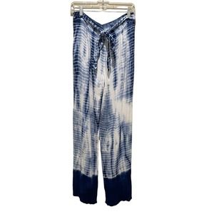 DIZZYLIZZY Blue & White Tie Dye Wide Leg Pants Size Large